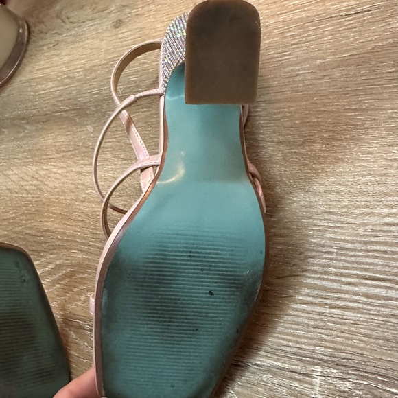 BETSEY JOHNSON Pink Pacey Heels US 7 Strappy Heel Crystal Embellished 90s RARE - Picture 8 of 11